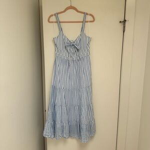Likely Light Blue and White Striped Maxi Dress
